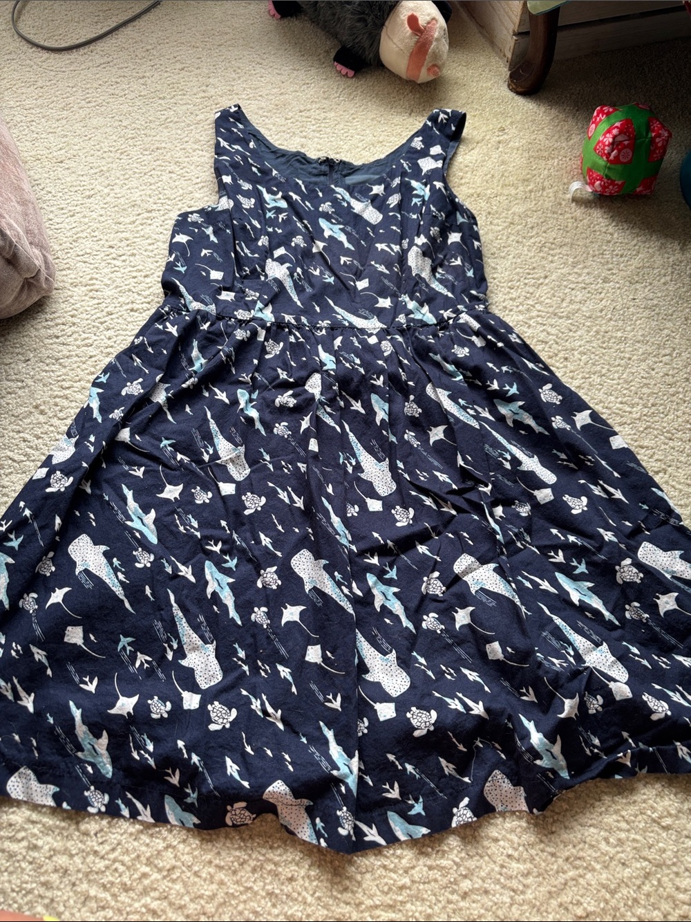 Modcloth Navy Blue Sea Life Print Dress